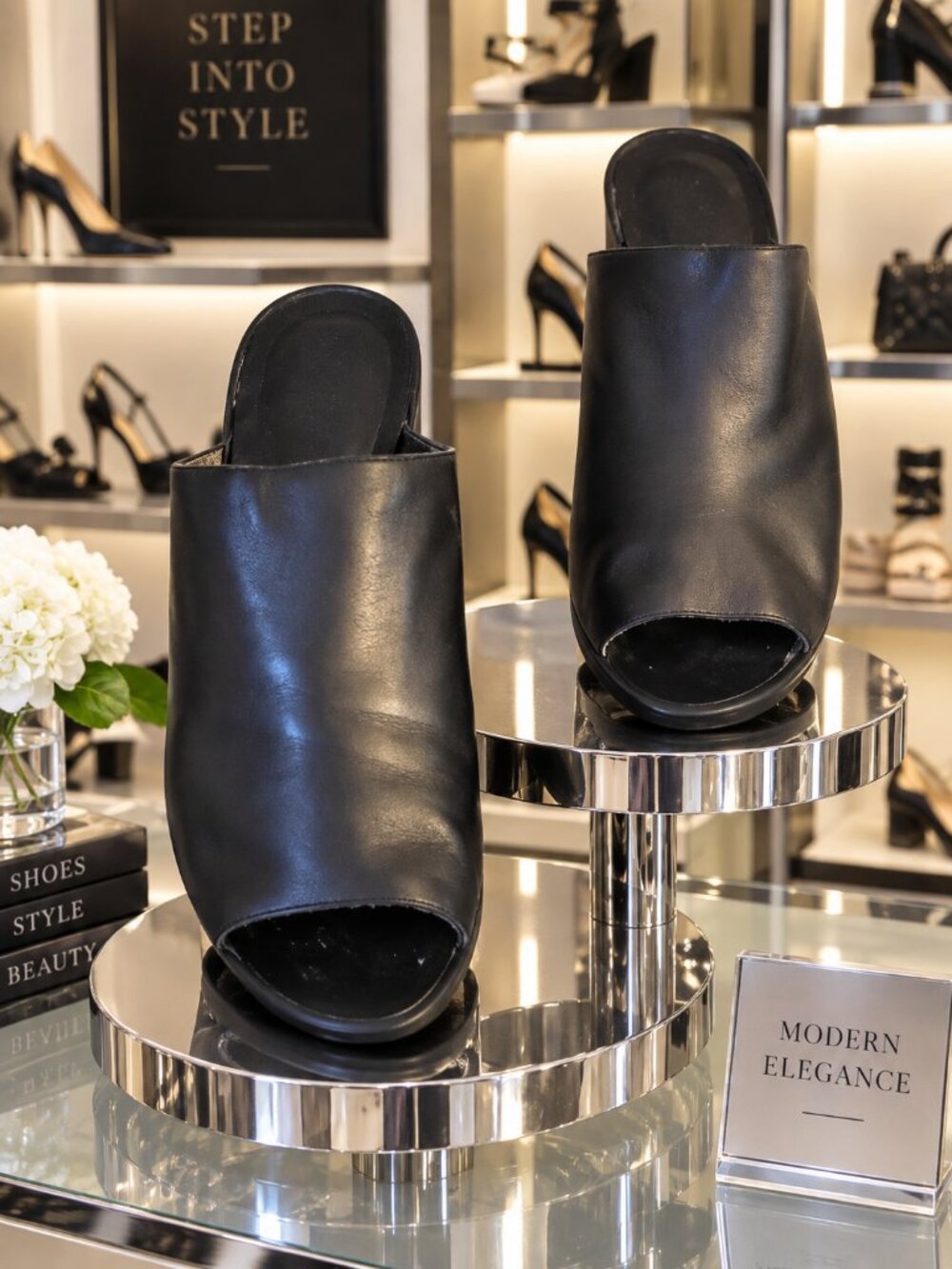 Nine West Women's Black Open-Toe Open-Back Slide Mules  ✨Side: 10✨ VGUC